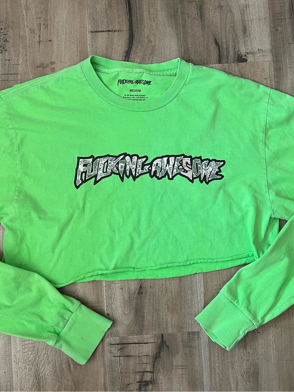 FA Neon Green Crop Long Sleeve Top with Graphic Logo